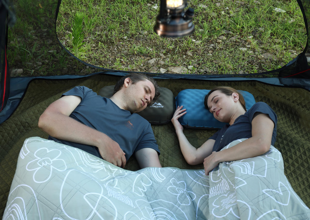 MARCHWAY Inflatable Camping Pillow with Soft Foam Top & TPU Air Bladder, Dual-Sided Support for