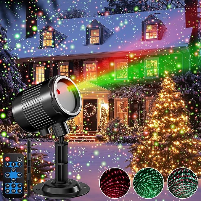 Christmas Laser Projector Light Outdoor: Green Red 2 Color Firefly Laser Lights, IP65 Waterproof