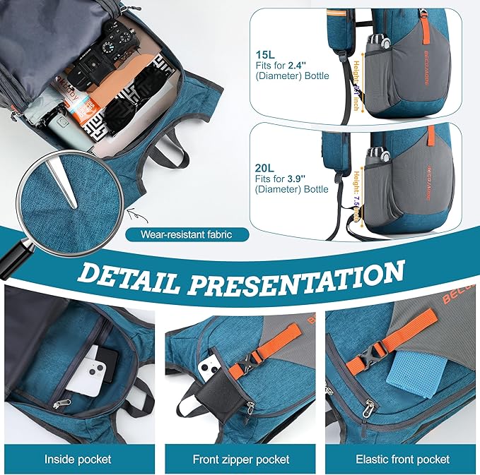 15L Small Hiking Backpack for Men Women Foldable Packable Back Pack Ultralight Hiking Daypack for