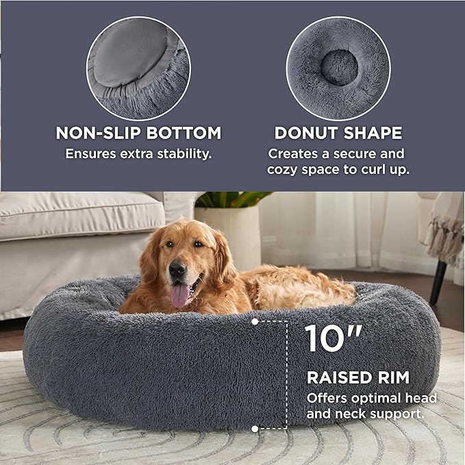 Bedsure Calming Dog Bed for Extra Large Dogs - Donut Washable Large Pet Bed, 45 inches Anti-Slip
