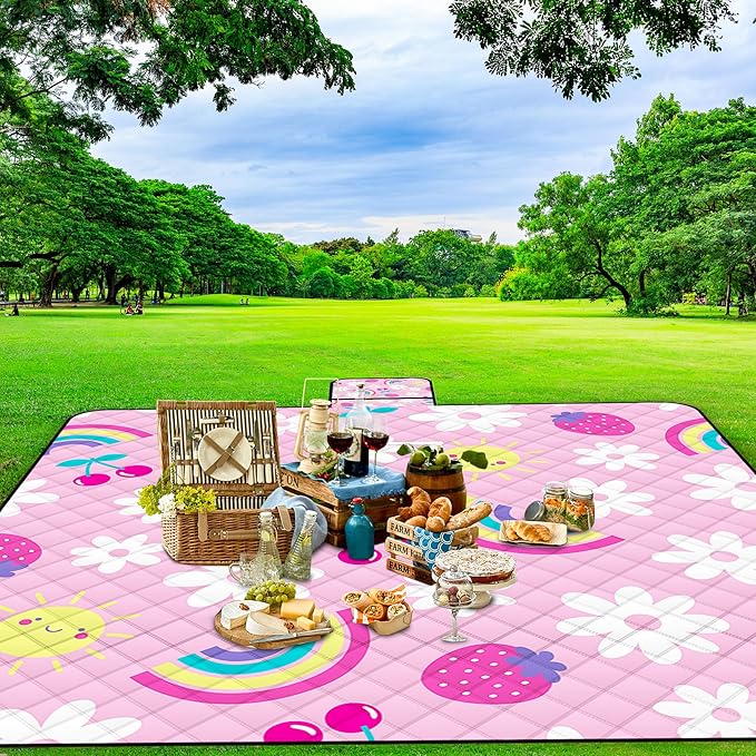 Extra Large Picnic Blanket Waterproof,80"x 80"Foldable Machine Washable Beach Blankets,Outdoor