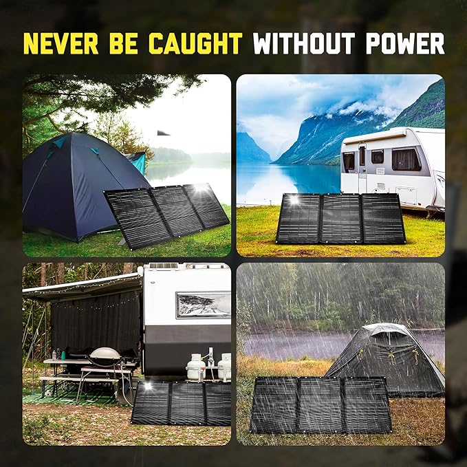 SunJack 120W Foldable Portable Solar Panel Charger with Kickstands, MC4/PD60 USB-C/USB-A, ETFE