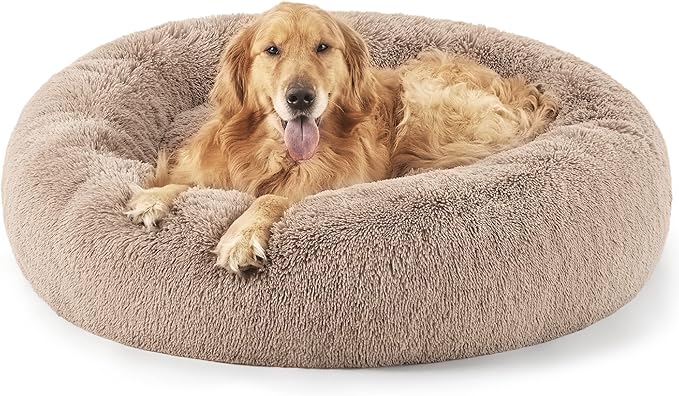 Bedsure Calming Dog Bed for Extra Large Dogs - Donut Washable Large Pet Bed, 45 inches Anti-Slip
