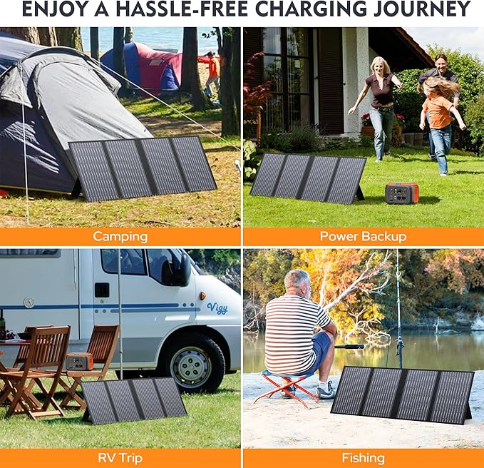 ENGINSTAR 60W Foldable Solar Panel Charger with 18V DC Outlet for Portable Power Stations