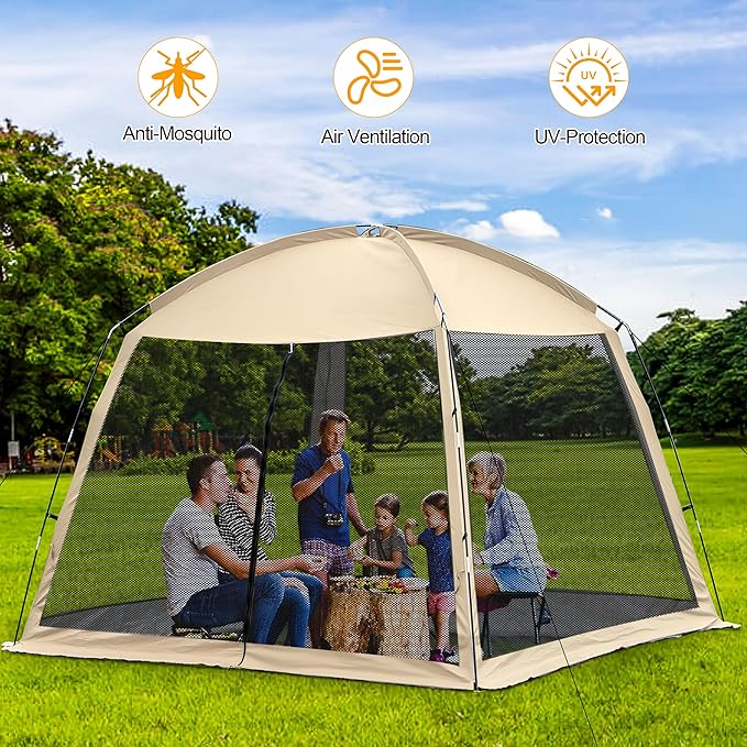 12' X 12' Screen House Room - Camping Screen Tent 8-10 Person&Instant UV Resistant Sun Shelter,Easy
