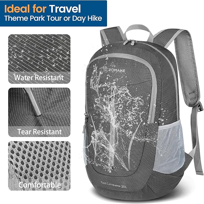 ZOMAKE Ultra Lightweight Packable Backpack 25L, Foldable Hiking Backpacks Water Resistant Small
