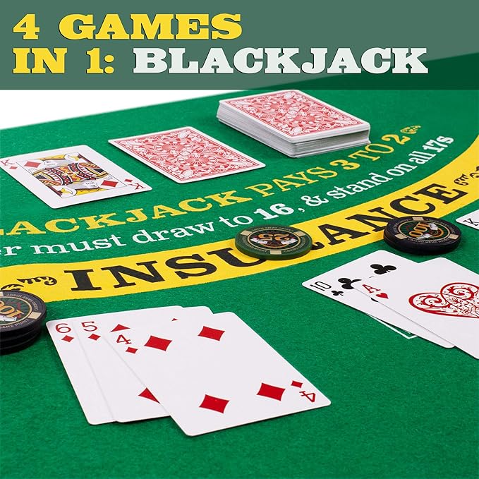 Brybelly Casino Night 4-in-1 Complete Game Set with Felts, Wheel, 100 Chips, Dice & Cards for