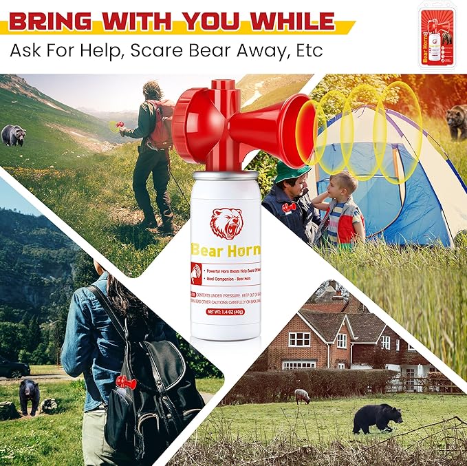 Bear Horn to Scare Bears 1.4oz, Very Loud 120dB Bear Air Horns for Safety for Hiking, Heard Up to