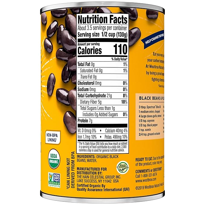 Westbrae Natural Organic Black Beans, Low Sodium, 15 Oz (Pack of 12) (Packaging May Vary)