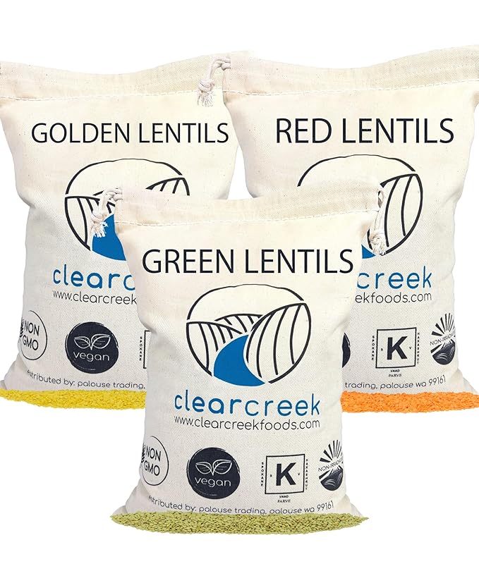 Red Lentils | Green Lentils | Golden Lentils | 12 LBS Total | Non-GMO | 100% Non Irradiated |