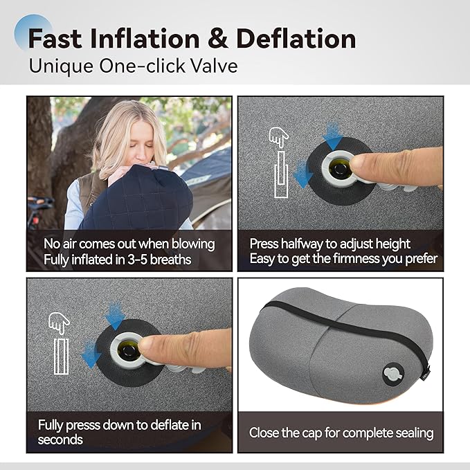 MARCHWAY Ultralight Inflatable Camping Pillow with Soft Washable Cover, Compact Compressible