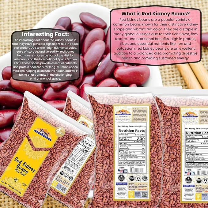 Rani Red Kidney Beans, Light 64oz (4lbs) 1.81kg ~ Pack of 2~128oz (8lbs) 3.63kg Total ~ All Natural