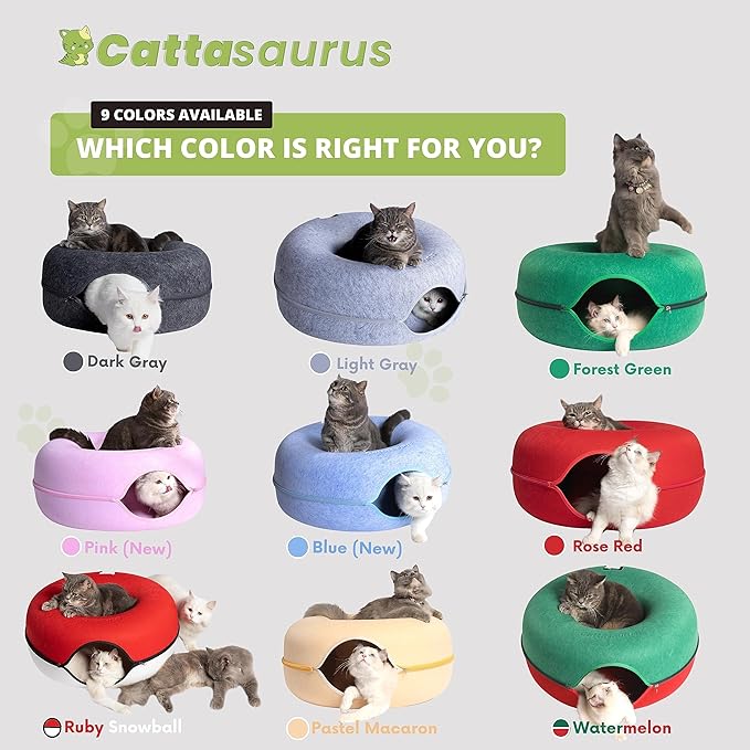 CATTASAURUS Peekaboo Cat Cave for Multiple & Large Cats Up to 30-45 Lbs, Scratch Detachable &