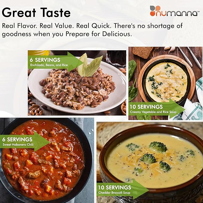 NuManna Grab-n-Go Bucket??80 Servings, 12 lbs Freeze-Dried Premade Meals | 25+ Year Shelf Life |
