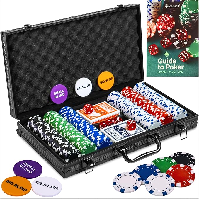 Poker Set with 300 Poker Chips 11.5 Gram for Texas Holdem ??Professional Weight Poker Chips Set
