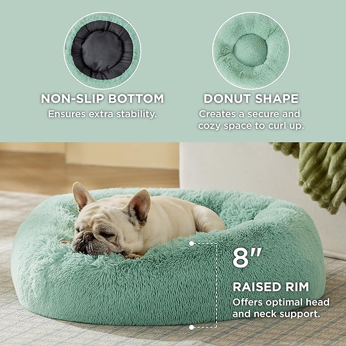 Bedsure Calming Dog Bed for Medium Dogs - Donut Washable Medium Pet Bed, 30 inches Anti-Slip Round