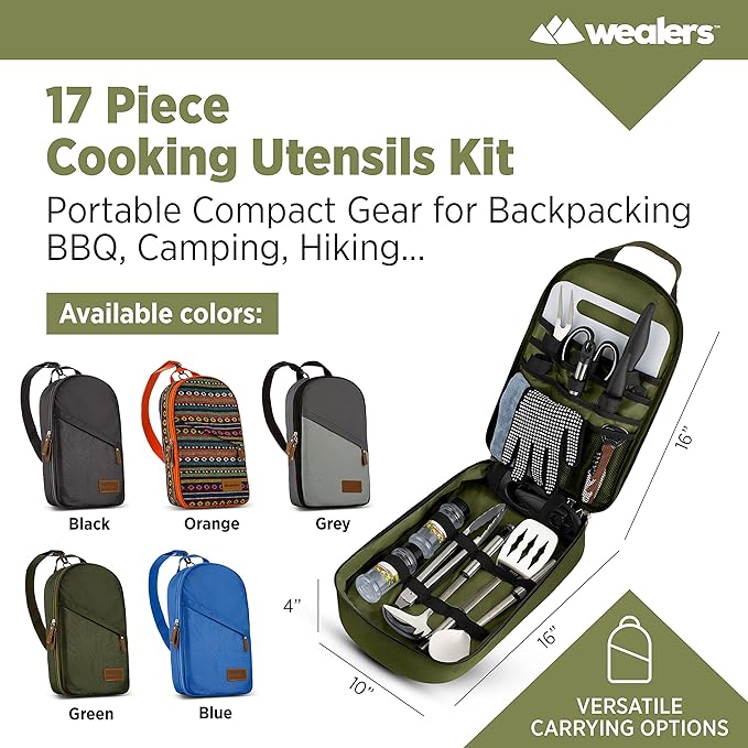 Camp Kitchen Cooking Utensil Set Travel Organizer Grill Accessories Portable Compact Gear for