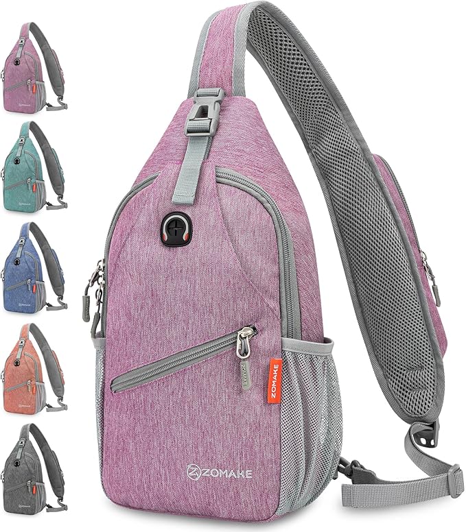 ZOMAKE Sling Bag,Small Crossbody Sling Backpack,Water Resistant Shoulder Daypack for Travel,Anti