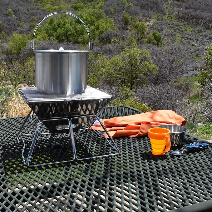 AceCamp Nested Pot Aluminum Lightweight Cooking Pot Set Outdoor Large Stock with lid and folding