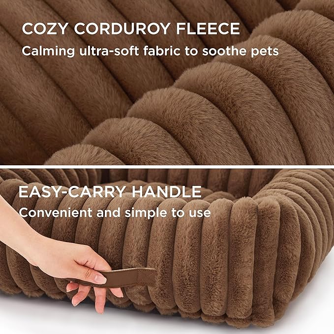 Bedsure Cute Dog Bed for Small Dogs & Cats - Washable Furry Puppy Beds, Rectangle Orthopedic