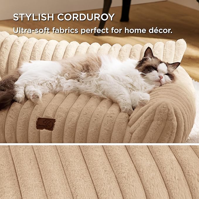 Bedsure Cute Cat Couch for Pets - Fluffy Small Dog Sofa with Premium Soft Corduroy Fleece, Pet Sofa