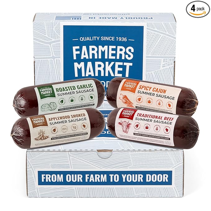 Farmers Market, Gluten Free, Keto, Paleo, Low Sodium, Zero Sugar, Summer Sausage Gift Set, 12oz