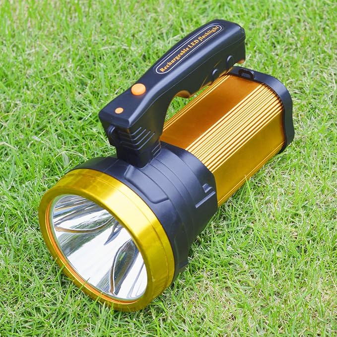 Heavy Duty Flashlight ??Bright Rechargeable Searchlight with 2 Modes ??Led Spotlight Handle ??Easy