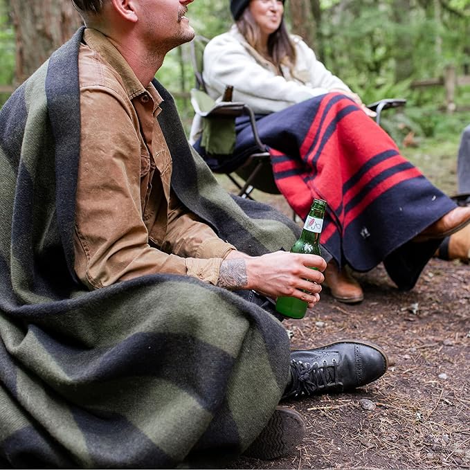 Arcturus Plaid Wool Blankets - 4.5lbs Warm, Heavy, Washable, Large | Great for Camping, Outdoors