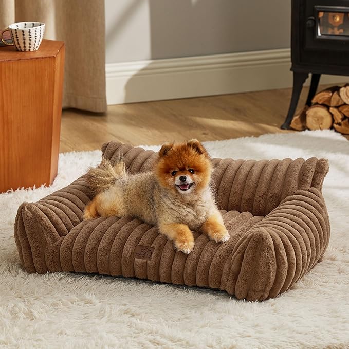 Bedsure Cute Cat Couch for Pets - Fluffy Small Dog Sofa with Premium Soft Corduroy Fleece, Pet Sofa
