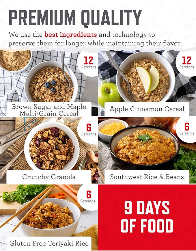 ReadyWise Emergency Food Supply - 84 Servings Breakfast & Entrée Bucket, Protein Meals, Dehydrated