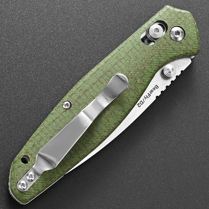 Eafengrow EF966 Folding Knife D2 Blade Micarta Handle with Pocket Clip EDC Tactical Knife thumb