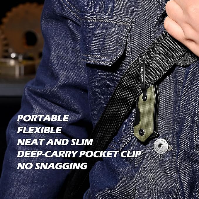 Hightron Mini Ventura Flipper Pocket Knife, 2.85" D2 Blade and Ergonomic G10 Handle, EDC Folding
