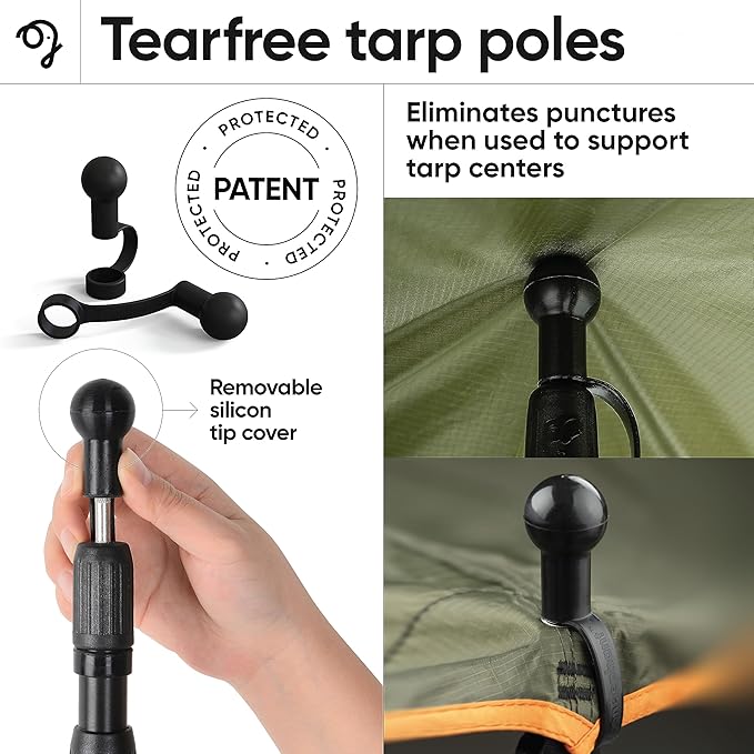 Green Elephant Camping Tarp Poles - Adjustable Aluminum Telescoping Tent Poles for Tarps, Canopy &