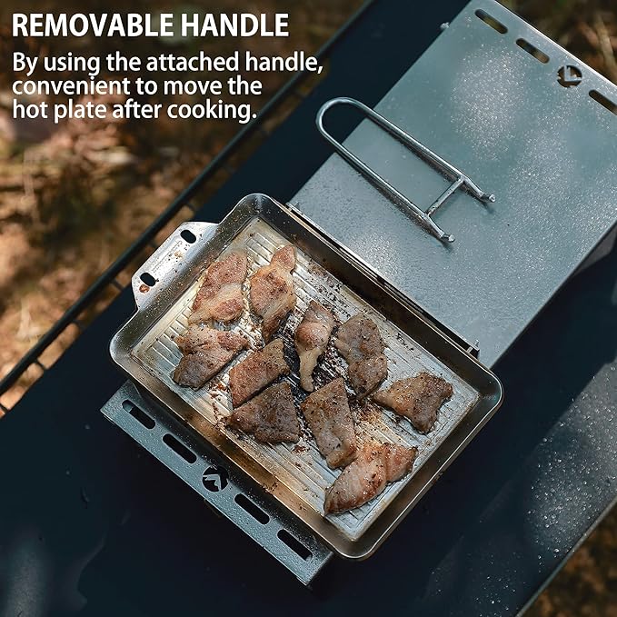 CAMPINGMOON Grill Griddle Plate for Camping Grilling 304 Stainless Steel DO-21,DO-2117 L 8.3'' x W