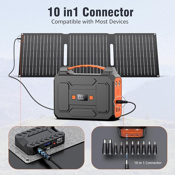 Portable Solar Panel Charger 30W, Foldable Solar Panel Kit with DC/USB C/USB A Output for Power