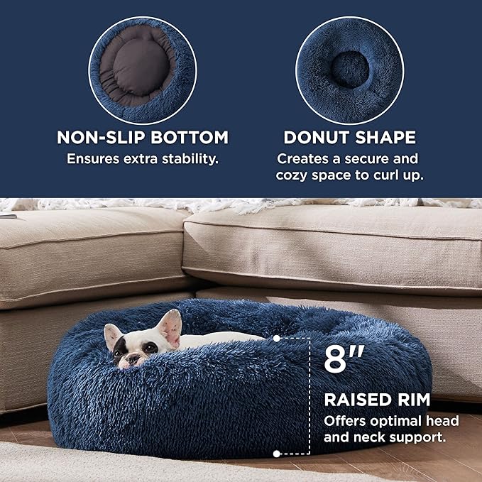Bedsure Calming Dog Bed for Small Dogs - Donut Washable Small Pet Bed, 23 inches Anti-Slip Round