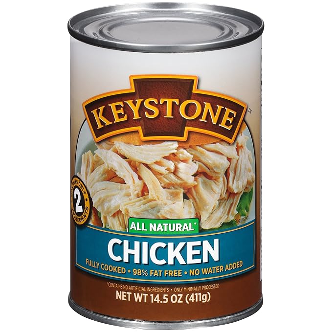 Keystone All Natural Canned Chicken 14.5 Oz Fully Cooked | No Water Added | Ready to Meat | Quick