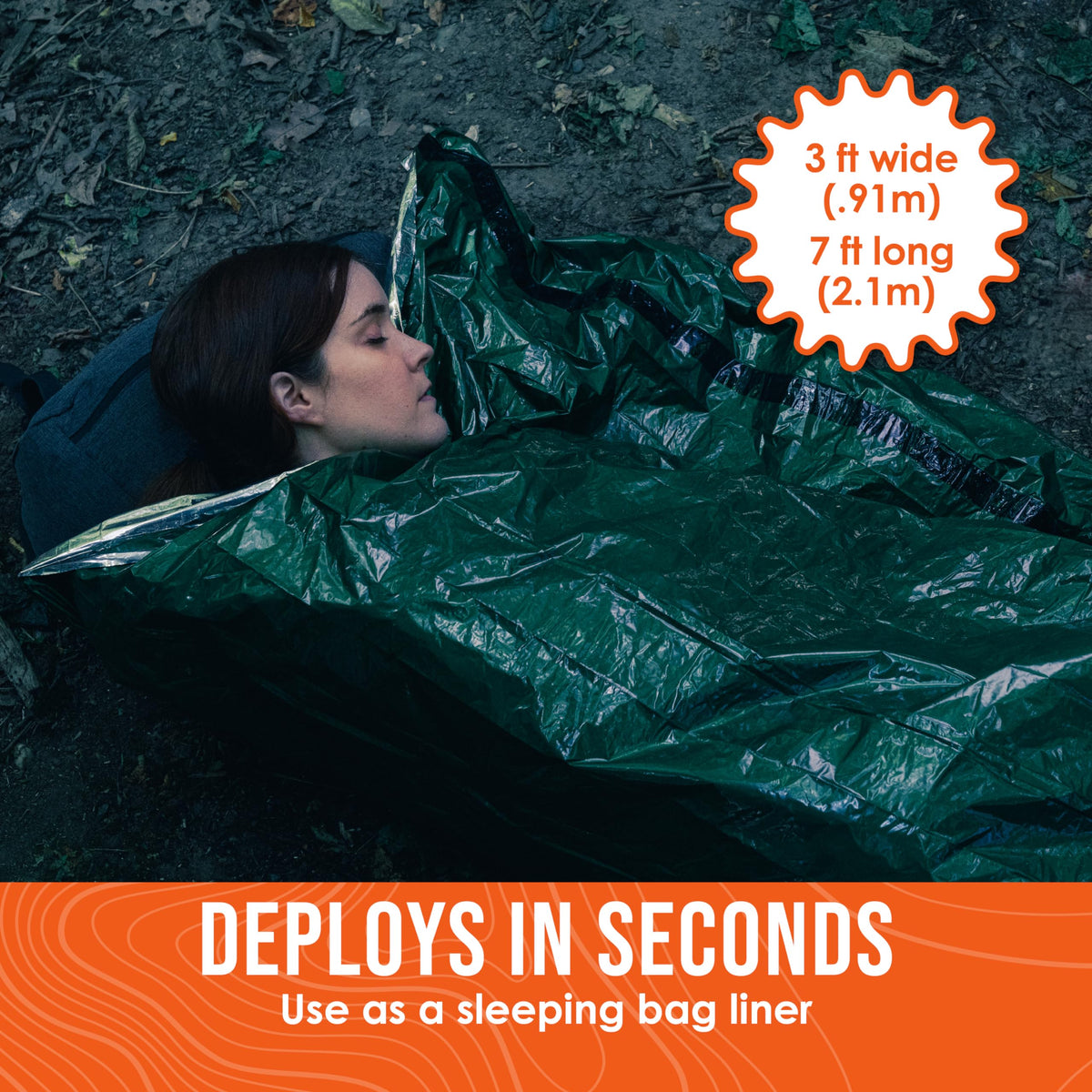Go Time Gear Lightweight Bivy Sack - Emergency Bivy with 120 dB Whistle & Paracord - Thermal