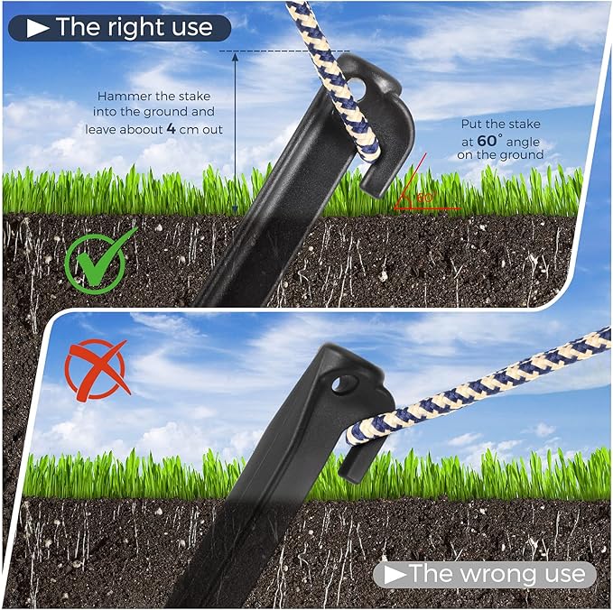 Yalikop 9 Inch Plastic Inflatable Tent Stakes Black Replacement Yard Inflatable Accessories for