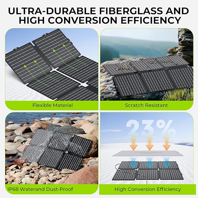 Portable Solar Generator, 300W Portable Power Station with Foldable 60W Solar Panel, 110V Pure Sine