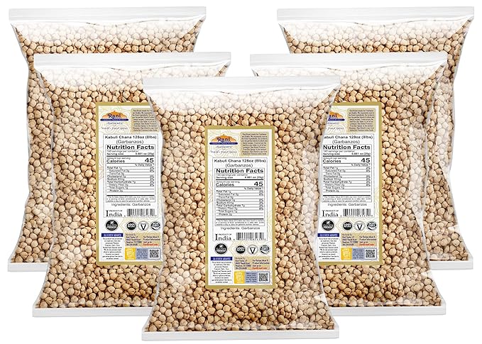 Rani Garbanzo Beans (Kabuli Chana) 128oz (8lbs) 3.63kg x Pack of 5 (Total of 40lbs) Bulk ~ All