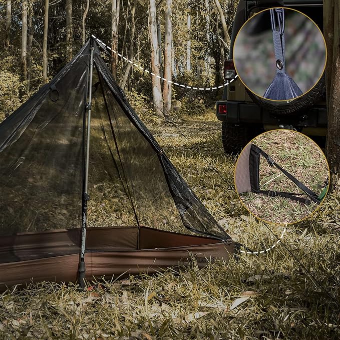 OneTigris Mesh Teepee Tent, Ultralight 1 Person Screen Room with Waterproof Bathtub Floor for