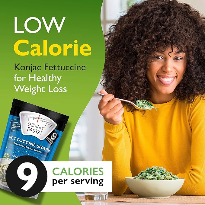 SKINNY PASTA Fettuccine - Healthy Konjac Shirataki Noodles, Low Carb Keto Pasta, Gluten Free, 6 Pack