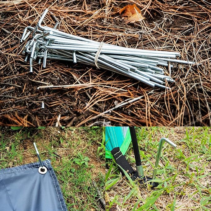 100 Pack Tent Stakes 6-3/4?�Galvanized Steel Metal Tent Stakes Pegs, Garden Stakes Edging Fence