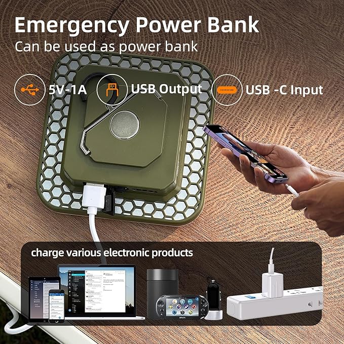 10800mAh Rechargeable Hanging Tent Light with Magnet, 30W 4000LM LED 4 Color Lighting Modes Camping