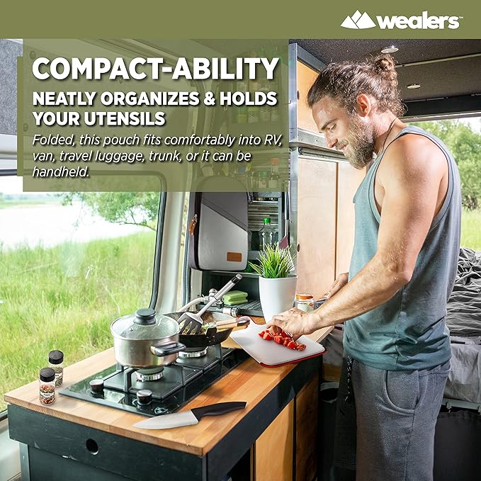 Camp Kitchen Cooking Utensil Set Travel Organizer Grill Accessories Portable Compact Gear for