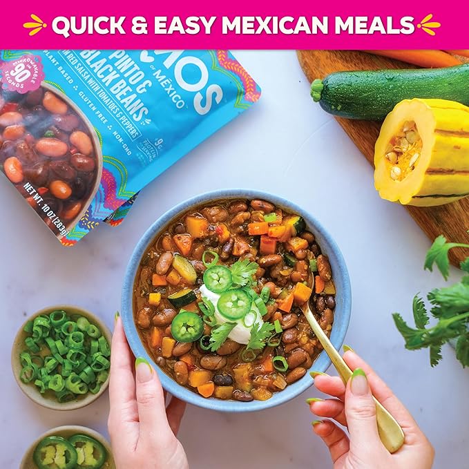 SOMOS Pinto & Black Beans - Gluten Free, Non-GMO, Vegan Ready-to-Eat Microwavable Meals