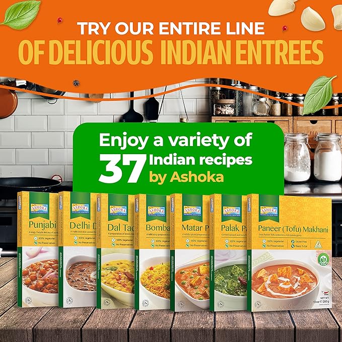 Ashoka Indian Entrees 1932, Vegan Savory Chickpeas, All-Natural, Heat & Serve Instant Meals