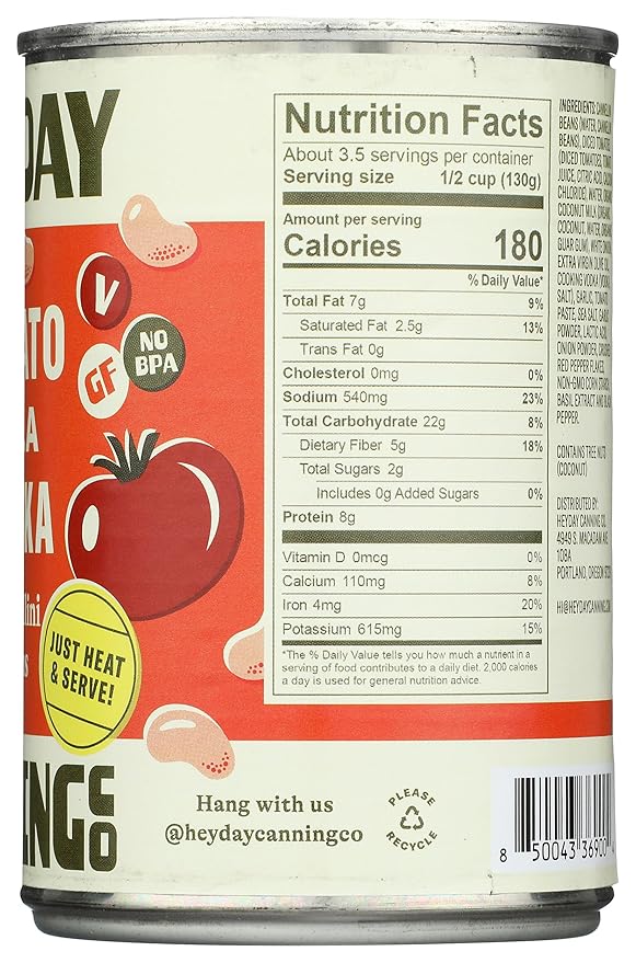 Heyday Canning Co Tomato alla Vodka Cannellini Beans, 15 OZ
