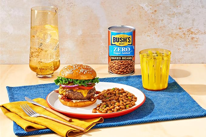 BUSH'S BEST 8.1 oz Canned Zero Sugar Added Baked Beans, Source of Plant Based Protein and Fiber